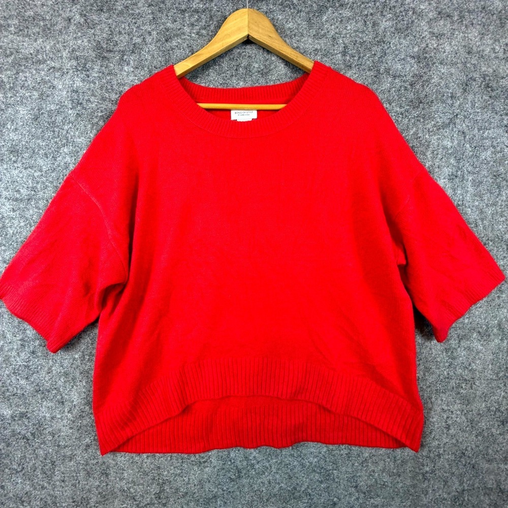 Song of Style by Aimee Song Sweater Womens Large Red Boxy Oversized Soft‎ Cozy